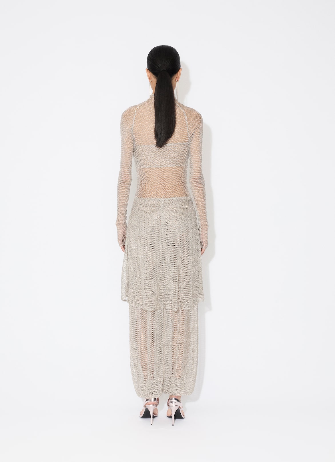 MESH KNIT BALLOON PANTS ALAÏA SILVER MESH KNIT BALLOON PANTS